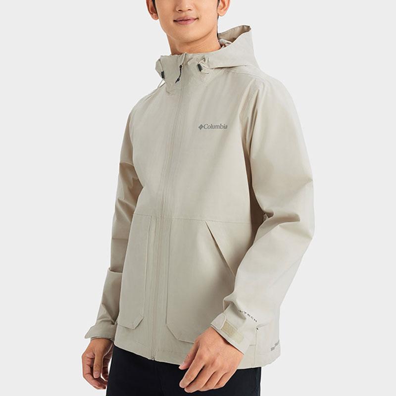 Columbia Solid Color Hooded Zipper Outdoor Hiking Waterproof Lightweight Jacket Men Jackets Gray WE0505-278