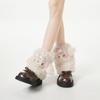 Spicy Girls Bow Foot Cover JK Plush Boots Cover Cute Sheep Ear Leg Warmers  Fall Winter