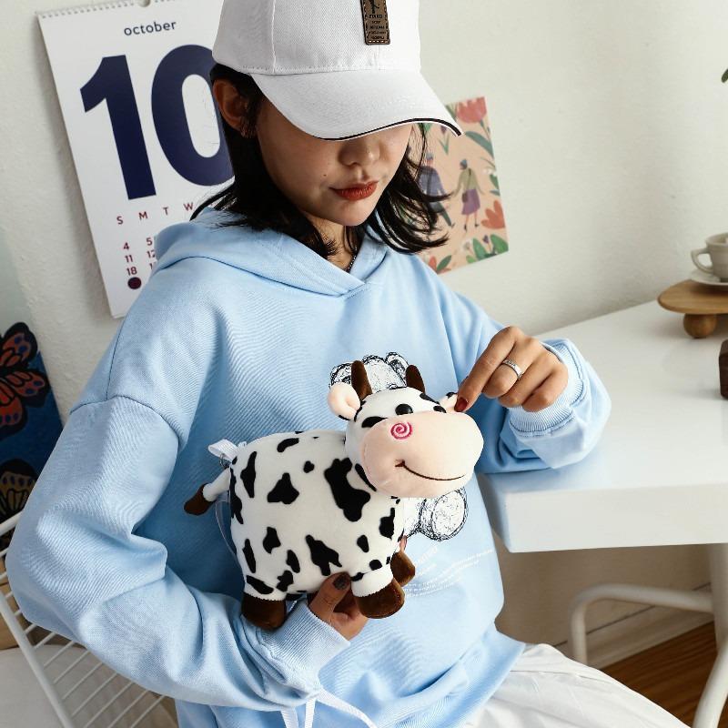 New grab machine doll toy bag student cute children cartoon doll cow shoulder messenger bag