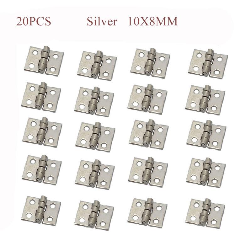 20pcs 10x8mm Tiny Gold/Silver Mini Small Metal Hinge For 1/12 House Miniature Cabinet Dollhouse Furniture Fittings Home Hardware