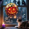 Halloween Stained Glass Pumpkin Suncatcher Adorable Ghost Design Hanging Window Decor for Indoor Outdoor Holiday Party
