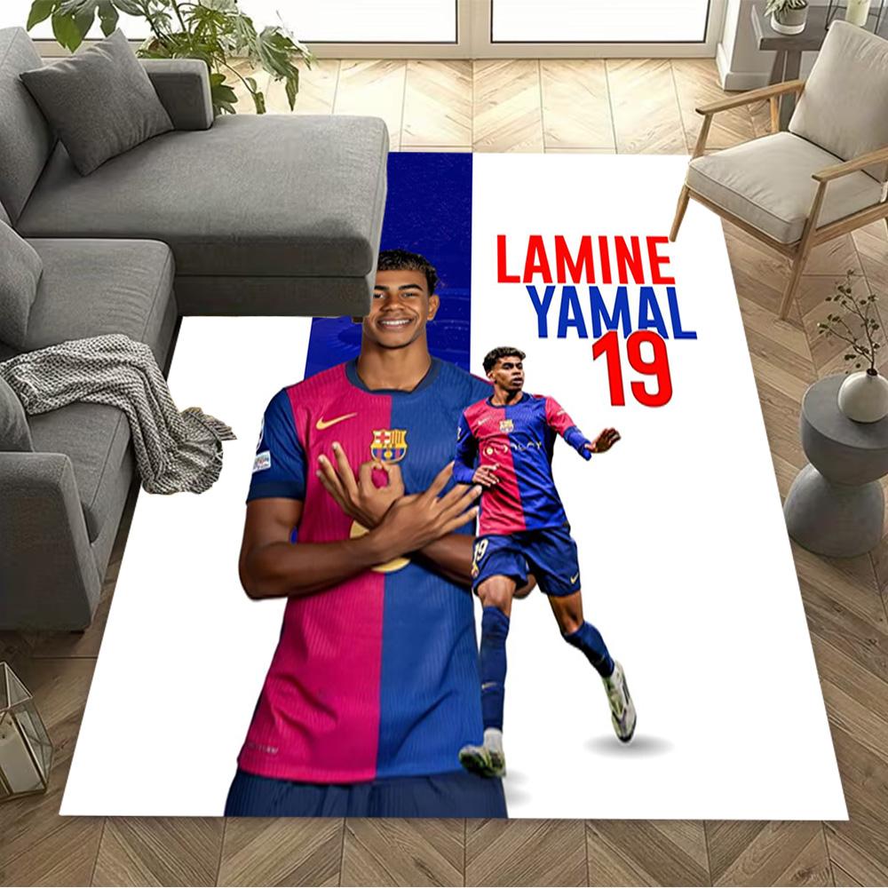Lamine Yamal's Fußballreise Teppich Perfekt für Balkon Esszimmer im Freien Eingangsbereich Rutschfester Teppich Anime Büro Dekor Hochzeitsfeier Geschenk