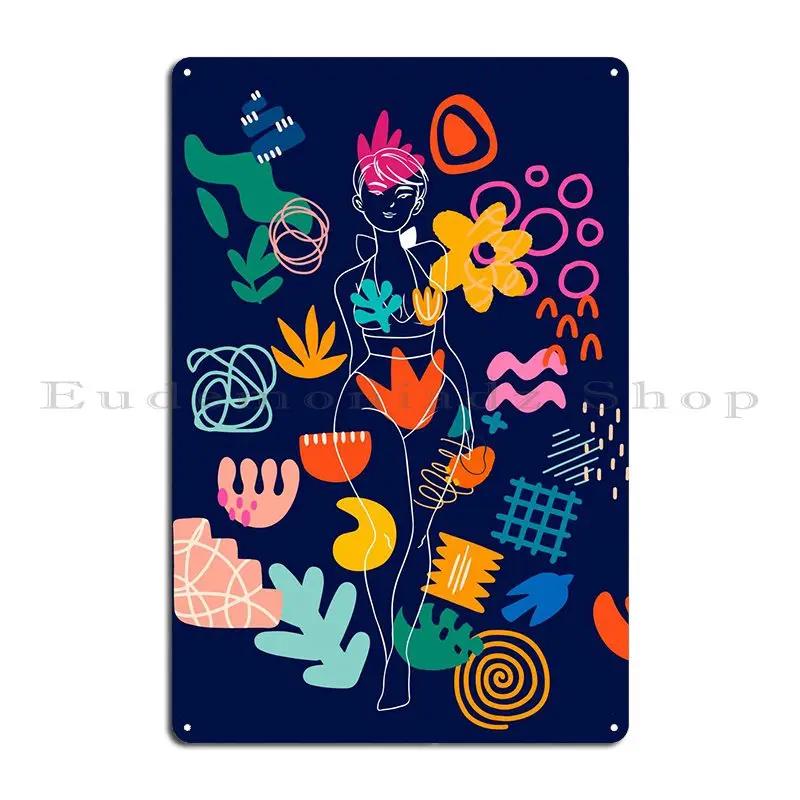 Sexy Woman Matisse Metal Plaque Wall Decor Iron Classic Personalized Wall Mural Tin Sign Poster 20X30CM