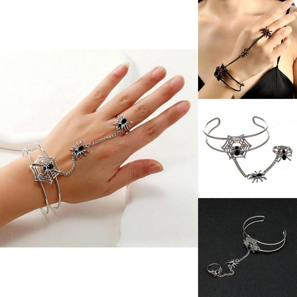 Halloween Gothic Spider Cuff Bracelet With Adjustable Opening And Drop Oil Detail For Women
