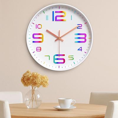Colorful Numbers Quartz Clock 12 Inch Silent Wall Clock Children Clock  Home Office Decorative