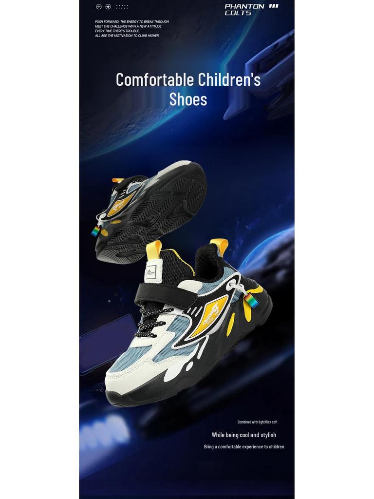 Athletische Schuhe für Jungen aus Mesh und Leder - Rutschfest, Abriebfest, Lässige Laufschuhe für Kinder, Frühjahrs- und Herbst-Schuljahreszeit.