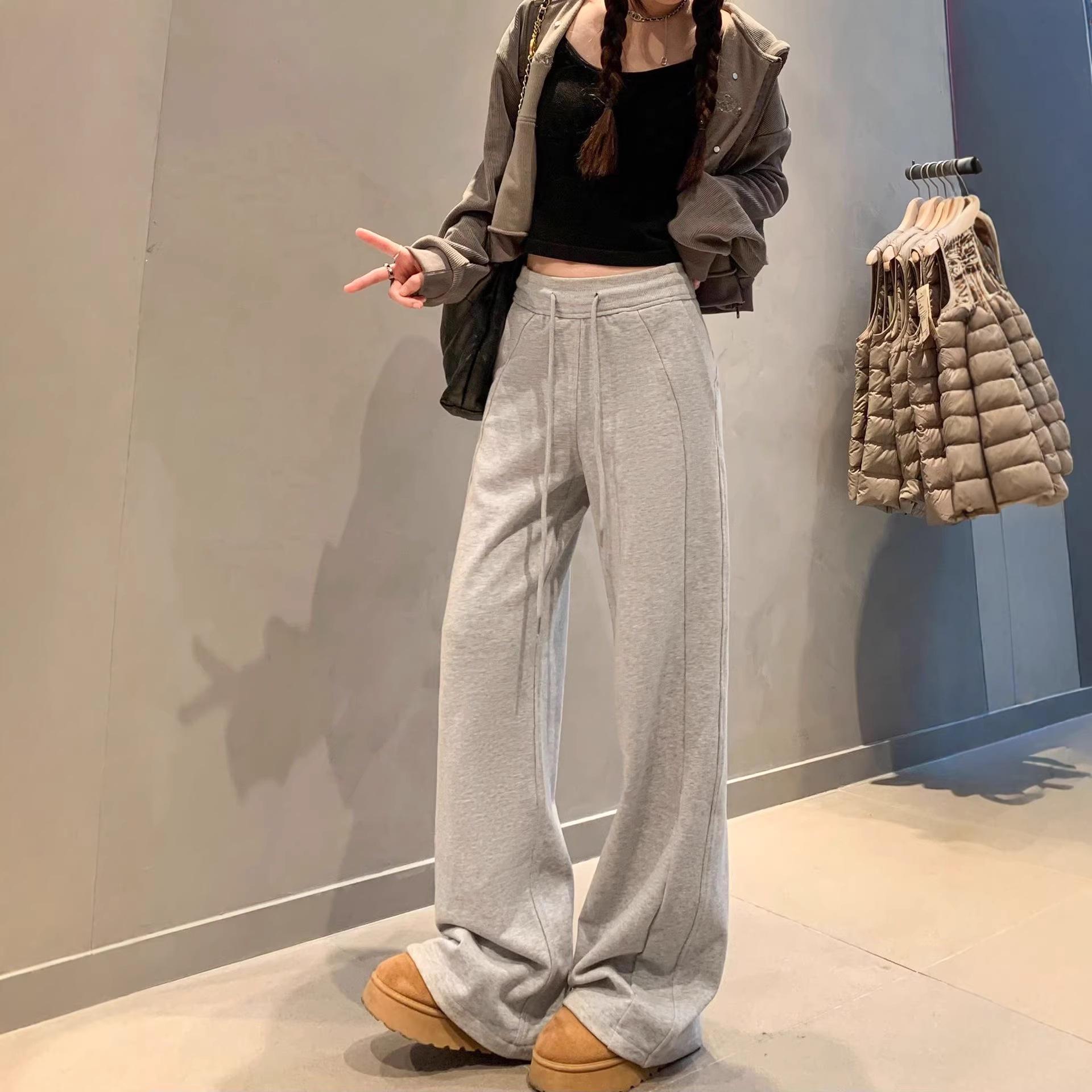 

Women s High Waist Wide Leg Sports Sweatpants - Versatile Drape, Casual Style for Spring, Autumn, Winter Extra Large сірий колір