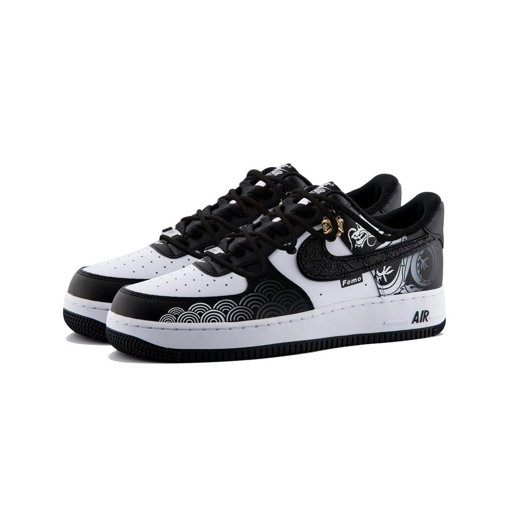 Nike Air Force 1 Fomo Leather Low top Skateboard Shoes Men's Black White DV0788-001(Team358-)