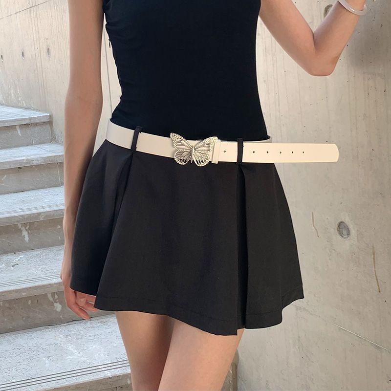 Shiny Y2k Rhinestone Butterfly Metal Buckle Womens Belt For Elegant Skirt Enhancements