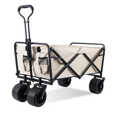 Chariot Portable - Chariot Pliable Ultra-Compact - Roues Tout-Terrain - 100kg - Tissu Oxford 600D - Beige
