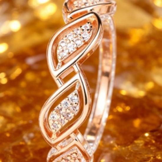 Korean-style Minimalist Ring with Interwoven Leaf Design and Full Diamond Embellishments Light Luxury, Versatile, and Fashionable Thin Ring for Women