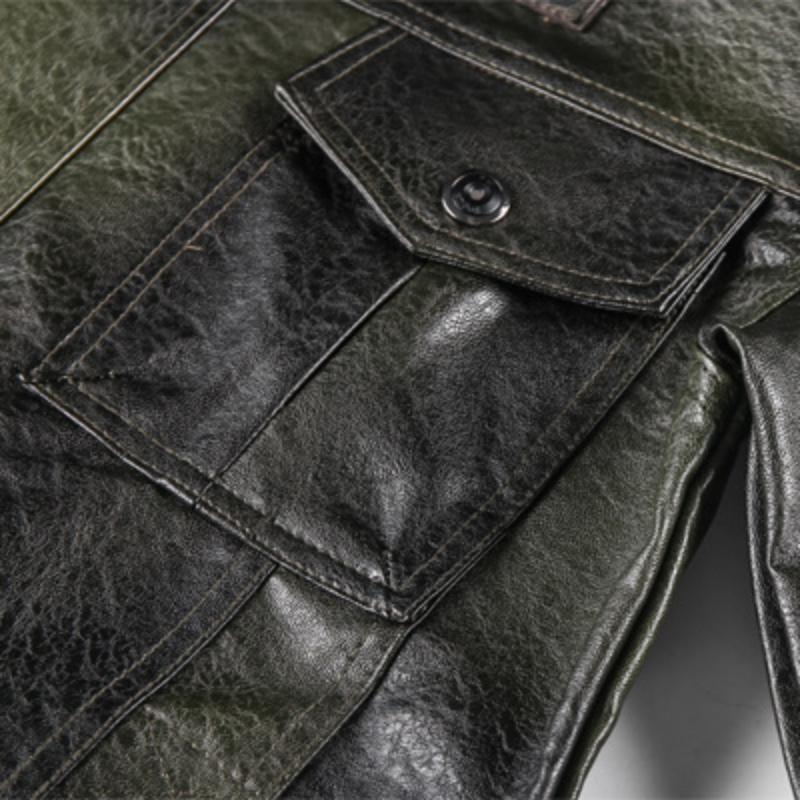 Men's Autumn and Winter Leather Jacket Large Size PU Baseball Jacket Motorcycle Jacket Men's Clothing
