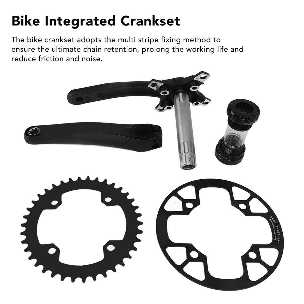 Fahrrad Hohlkurbelgarnitur Aluminiumlegierung 38T Narrow Wide Kettenblatt und 36 bis 38T Kettenschutz für Outdoor-Fahrten