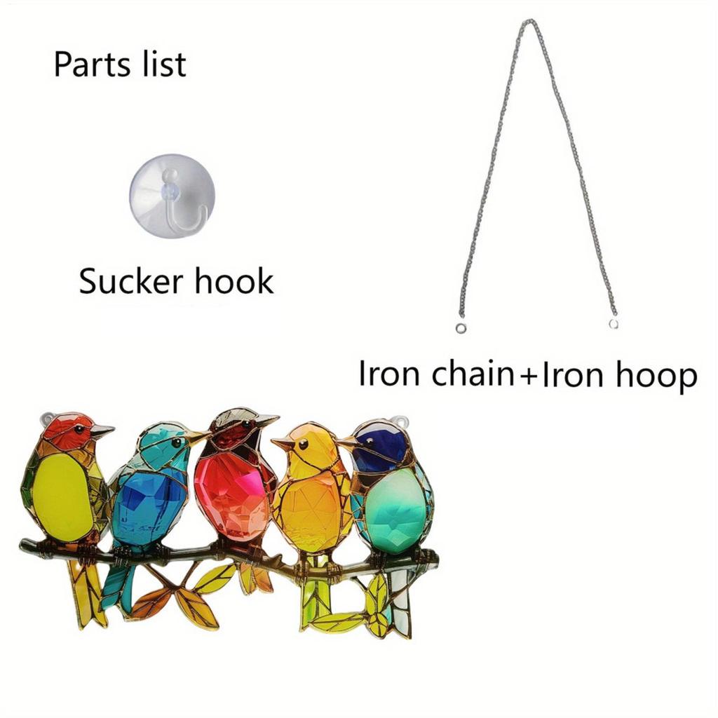 Bird Hanging Window Decor Sun Catcher Acrylic Colorful Animal Art Charm Accessories Bird Figurines Home Decor For Window Wall