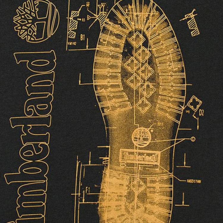 Timberland Letter Print Casual Breathable Short Sleeve T-Shirt Men Tops Black A627D-001