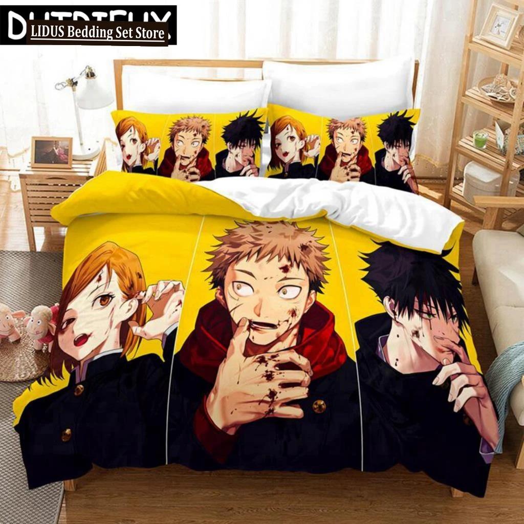 Jujutsu Kaisen Japan Anime 3D Printed Bedding Set King Duvet Cover Pillow Case Comforter Cover Bedclothes Duvet Covers