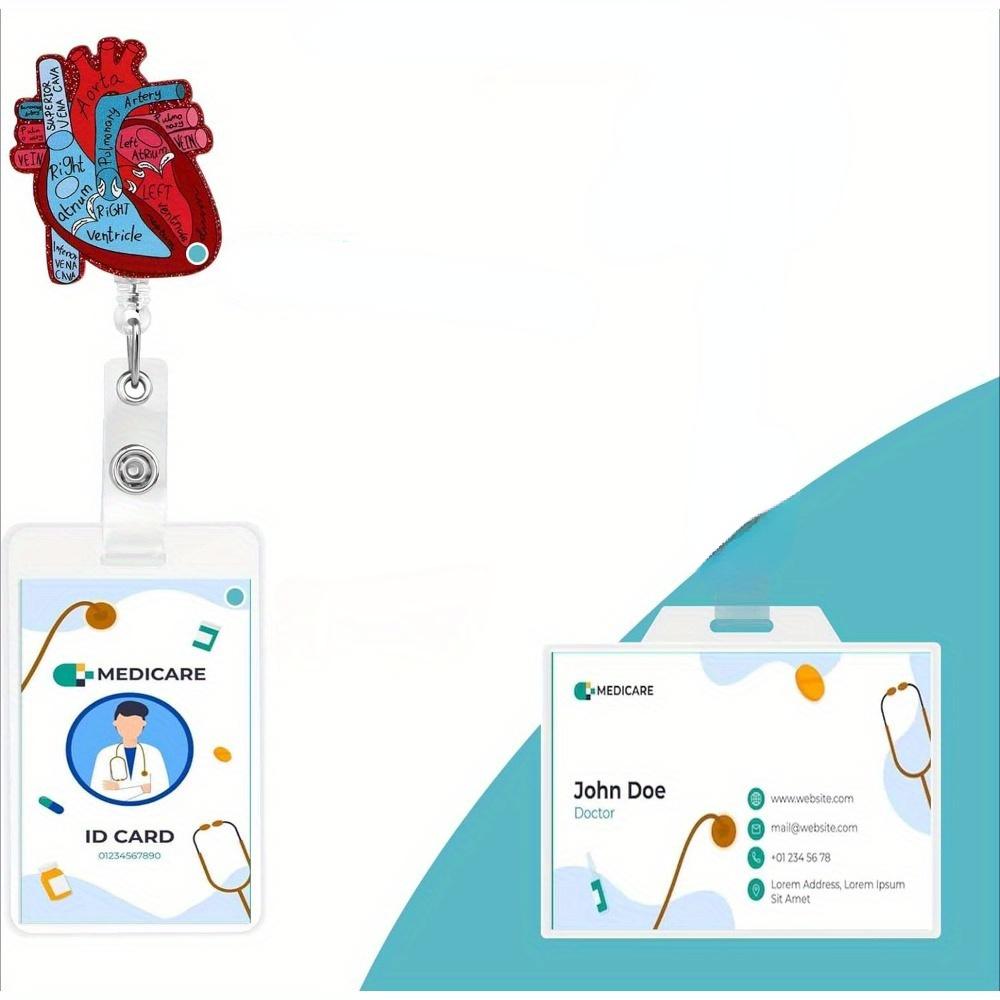 Cardiac Badge Reel. Heart-shaped Retractable ID Clip for Nurses, Doctors & Medical Staff.