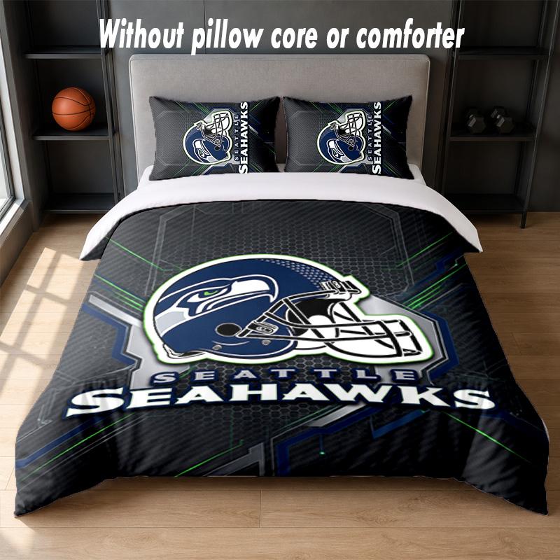 Seattle Seahawks Design Bed Bedding Set 1 Duvet Cover + 2 Pillowcases Soft Breathable Household Bed Linens