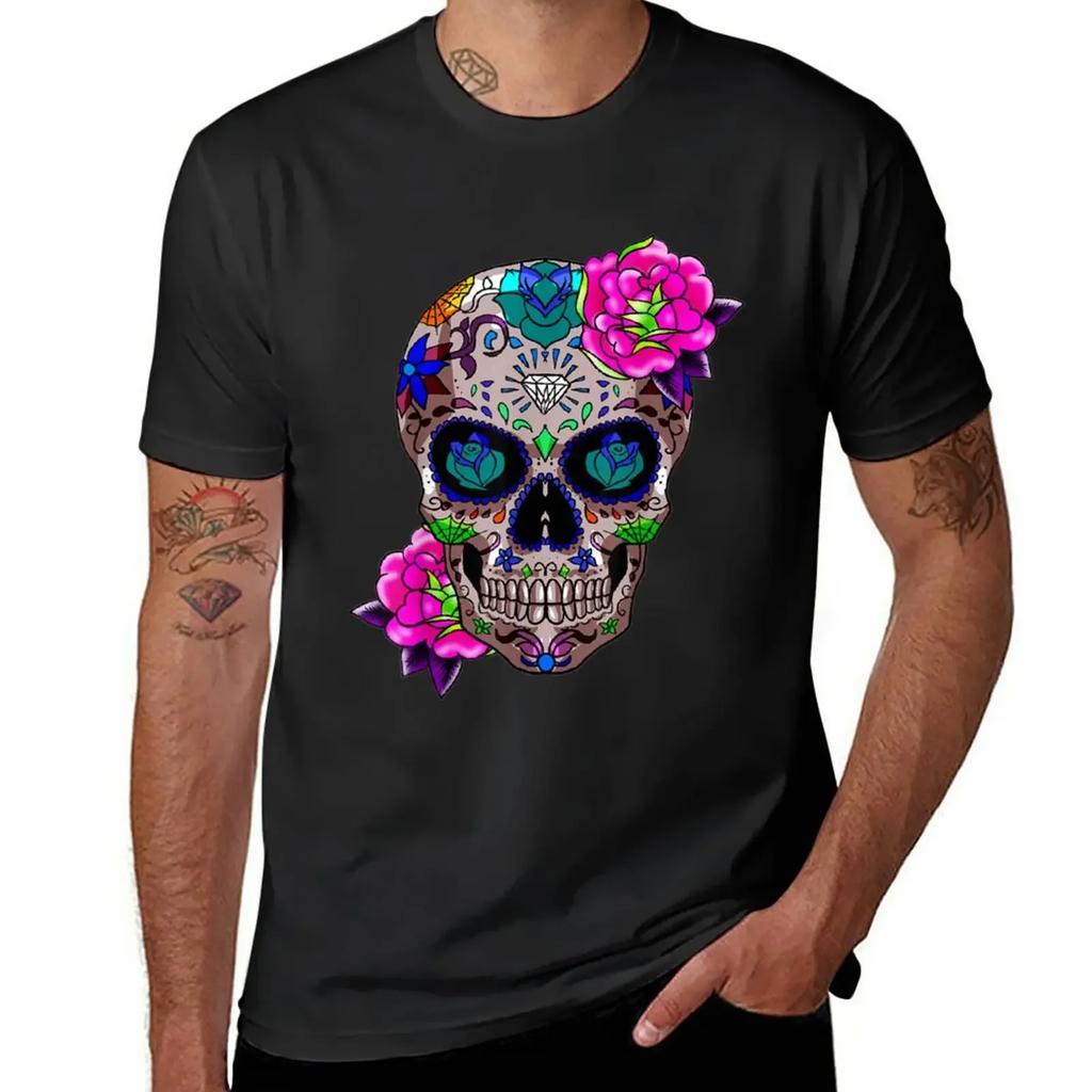 Sugar Skull Day Of The Dead Cool Bone Head Skulls Gift Idea T-Shirt Customizeds Quick-drying T Shirts Men