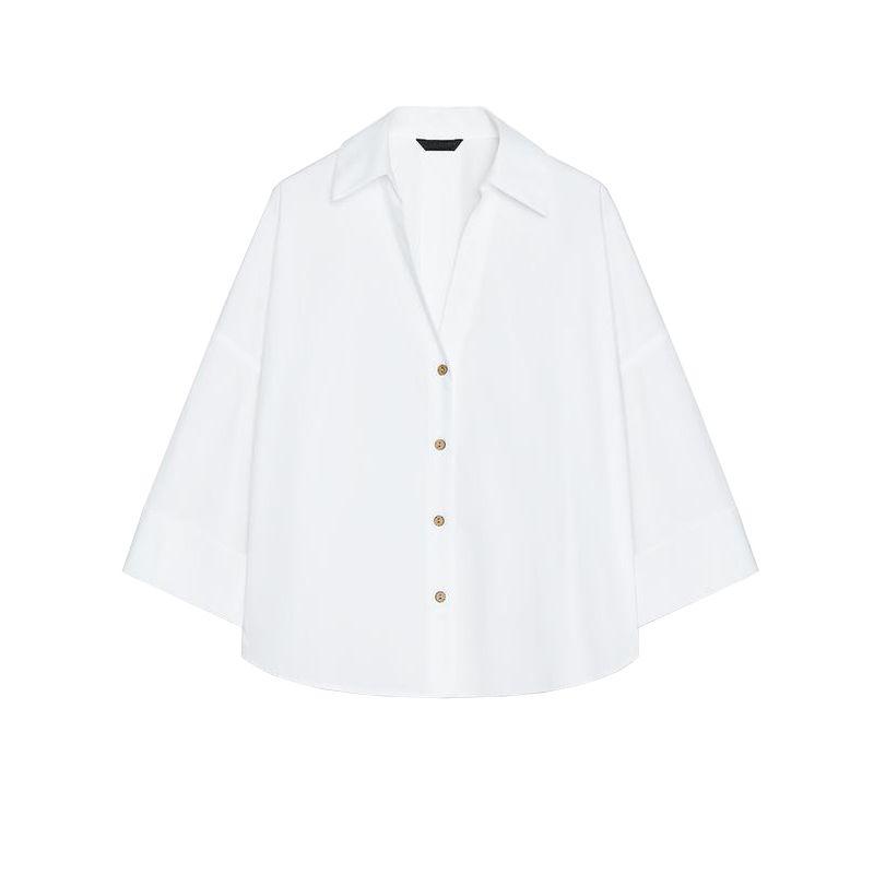 Spring and Summer New Women's Clothing Wide Sleeve Poplin Comfort and Casual Shirt 2246255 2246404 2246902