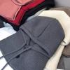 Yousheng Hooded Scarf Hat Solid Color Adjustable Drawstring Pullover Hat Buttons Closure Knitted Winter Hat Loose Fit Neck Gaiter