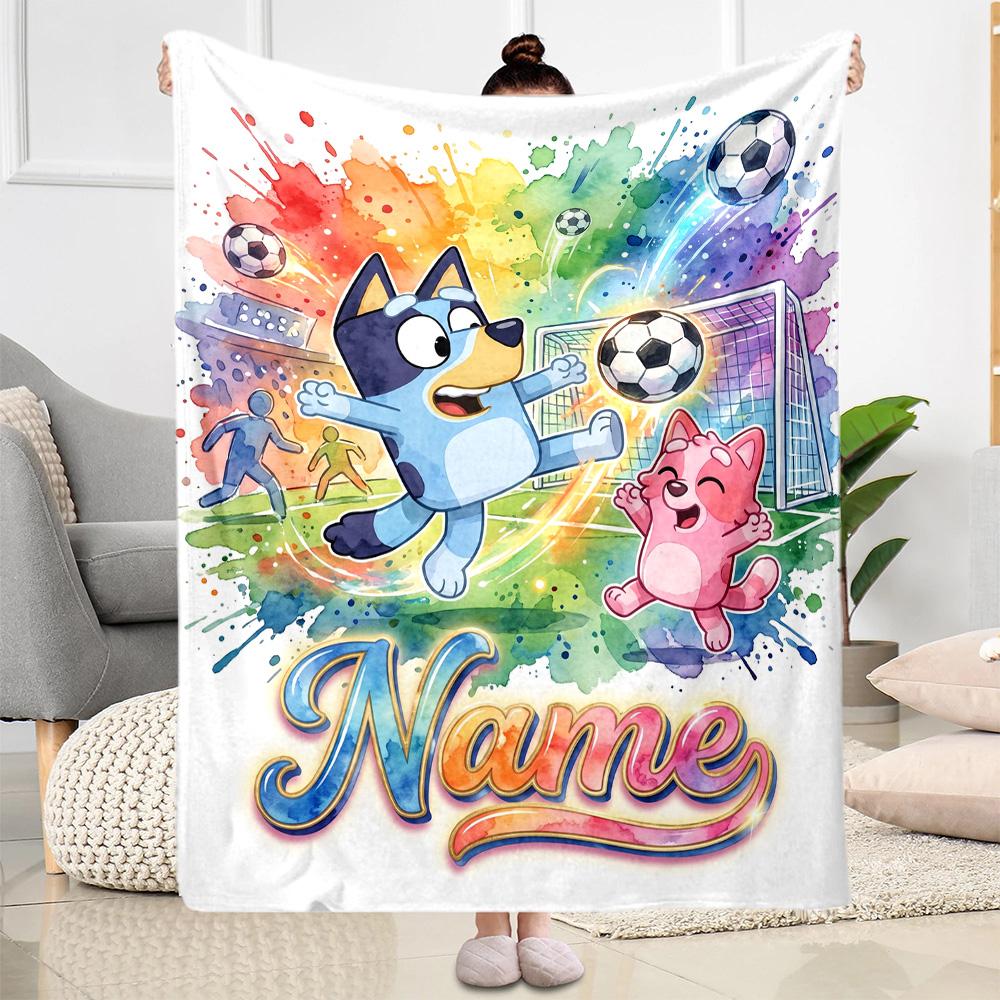 Christmas Soccer Fun Personalized Name Blanket Throw Personalized Blanket Soft & Cozy Perfect for Bedding Office Office Chair Home Decor
