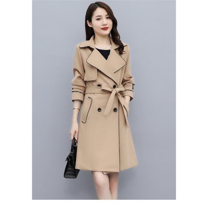 

Women s Mid-length Spring Autumn New Fashionable Waist-closing High-end Trench Coat L