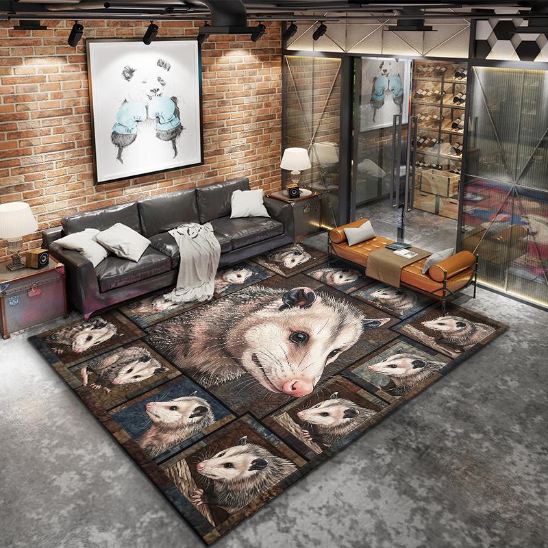 Retro Elk Animal Pattern Square Carpet,Area Rug,Carpet Rug for Living Room Bedroom Sofa Playroom Decor,Non-slip Floor Mat,Holiday Birthday Gifts