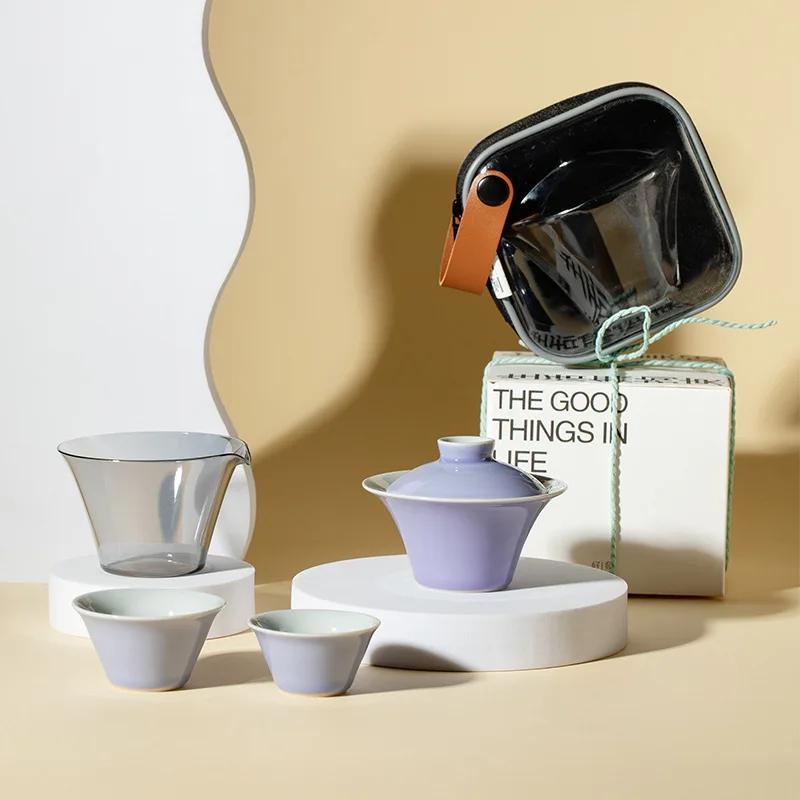 

Японский дорожный чайный сервиз Минималистский керамический переносной чехол для улицы Fast Guest Cup Чайный сервиз Kung Fu Керамический и глиняный китайский горшок