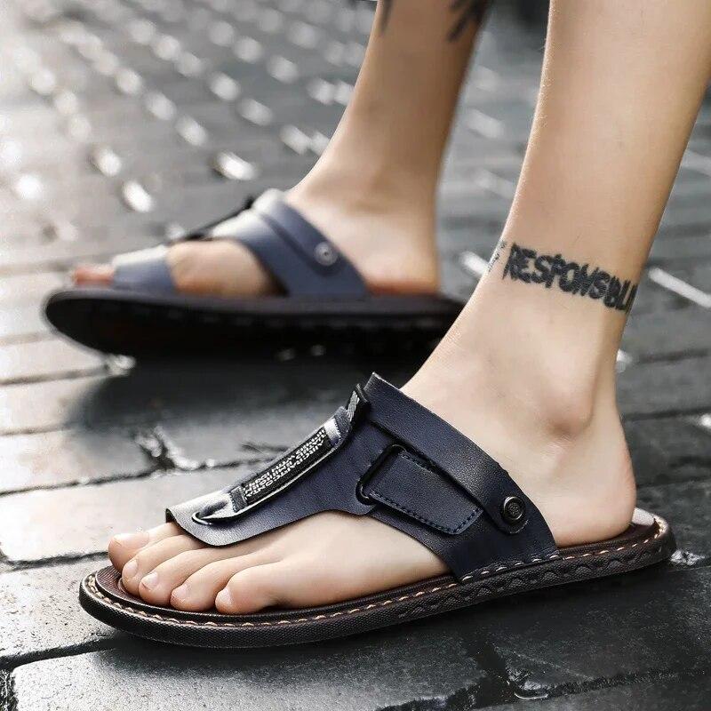Moda Estate Uomo Outdoor Infradito Uomo Comode Scarpe Casual Uomo Pelle Scarpe da Spiaggia Sandalia Masculina Taglia 47 Pantuflas