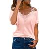 Damenmode Sommer Neue Einfarbig V-Ausschnitt Kurzarm Sexy Lose Spitze Leibchen Top