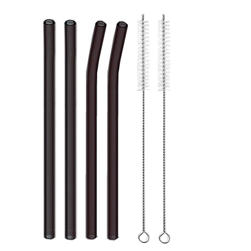 4 szt. 20 cm Szklane Słomki do Picia Wielokrotnego Użytku Kolorowe Szklane Słomki do Napojów Sok Ekologiczne Słomki Koktajlowe Barowe Naczynia do Picia