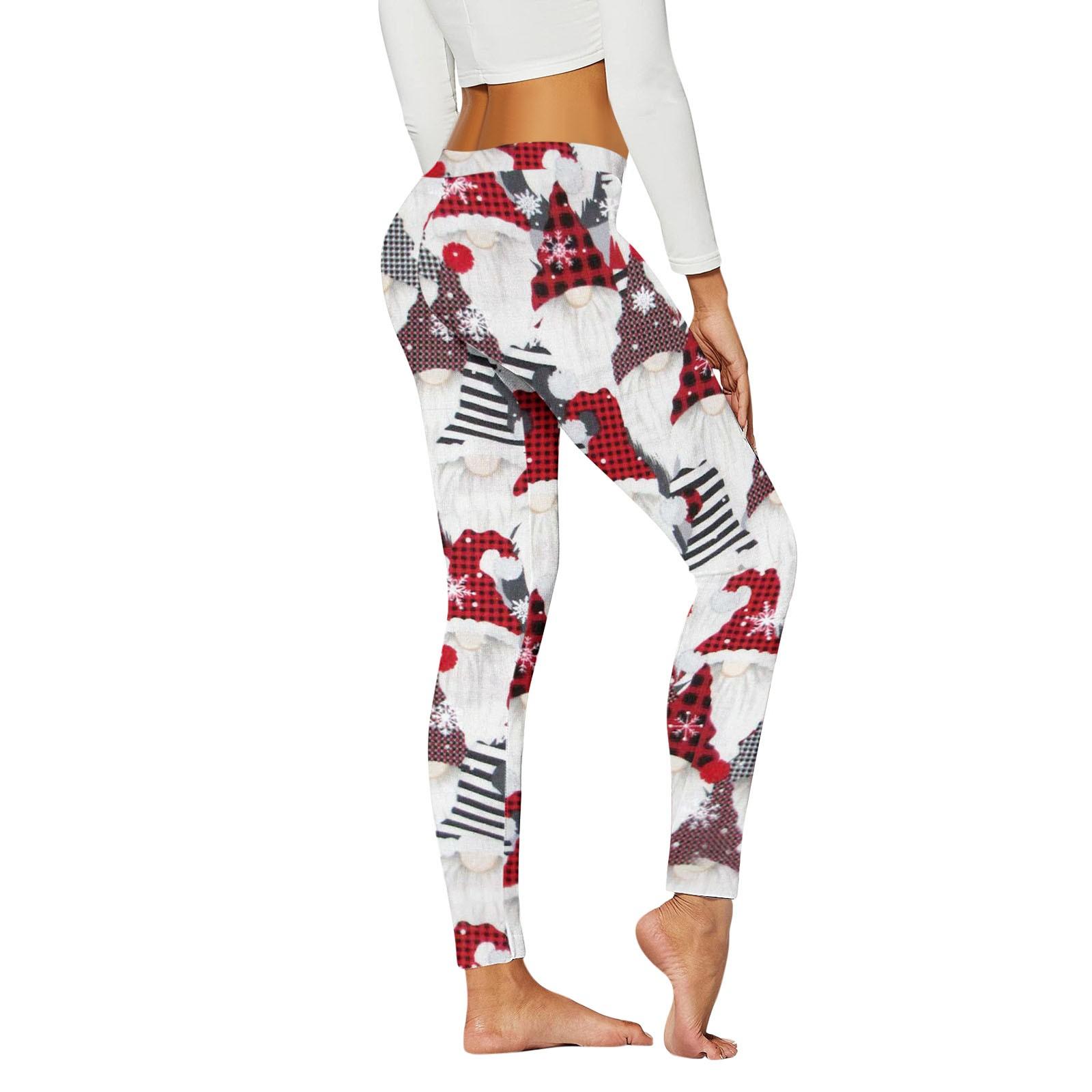 

Женские спортивные штаны с рождественским принтом, эластичные штаны для йоги XL белый
