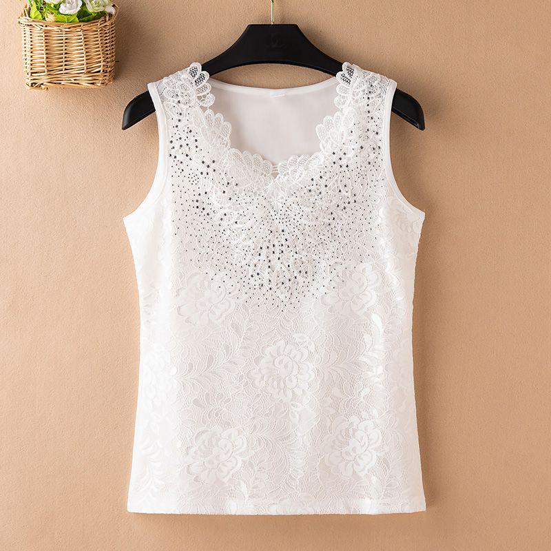 

Women s Rhinestone Mesh Spaghetti Strap Tank Top - Loose, Sleeveless Camisole for Layering or Outerwear XL for 95-110 lbs білий