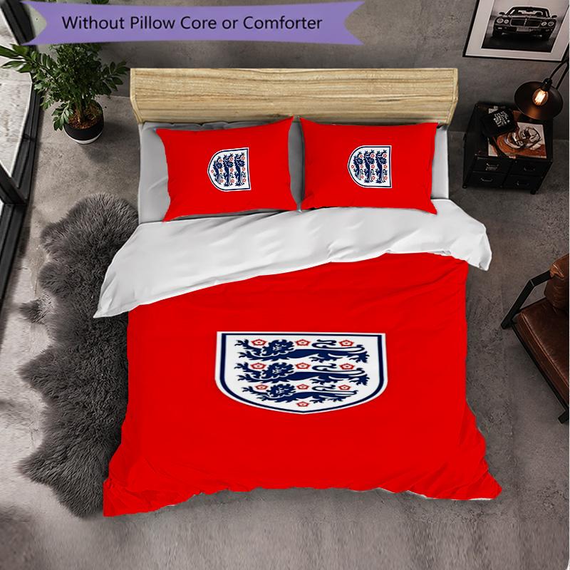 Set Biancheria da Letto a 3 Pezzi Nazionale di Calcio Inglese Morbido Set Copripiumino con Federe Set Decorazione Camera da Letto per la Casa