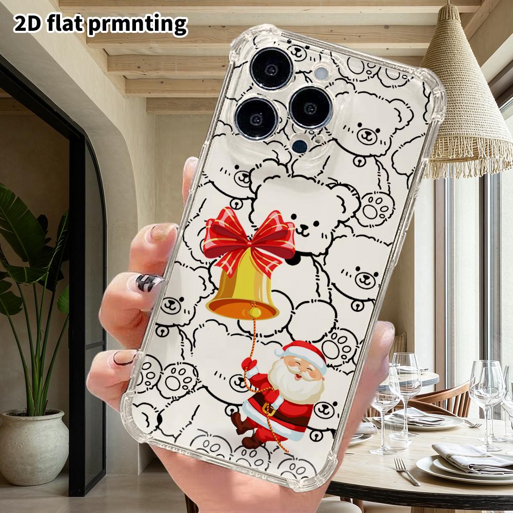 Phone Case: 2D flat, suitable for iPhone 18 17 16 15 14 13 Pro transparent corner protection case, Christmas bells, Christmas and Halloween gifts