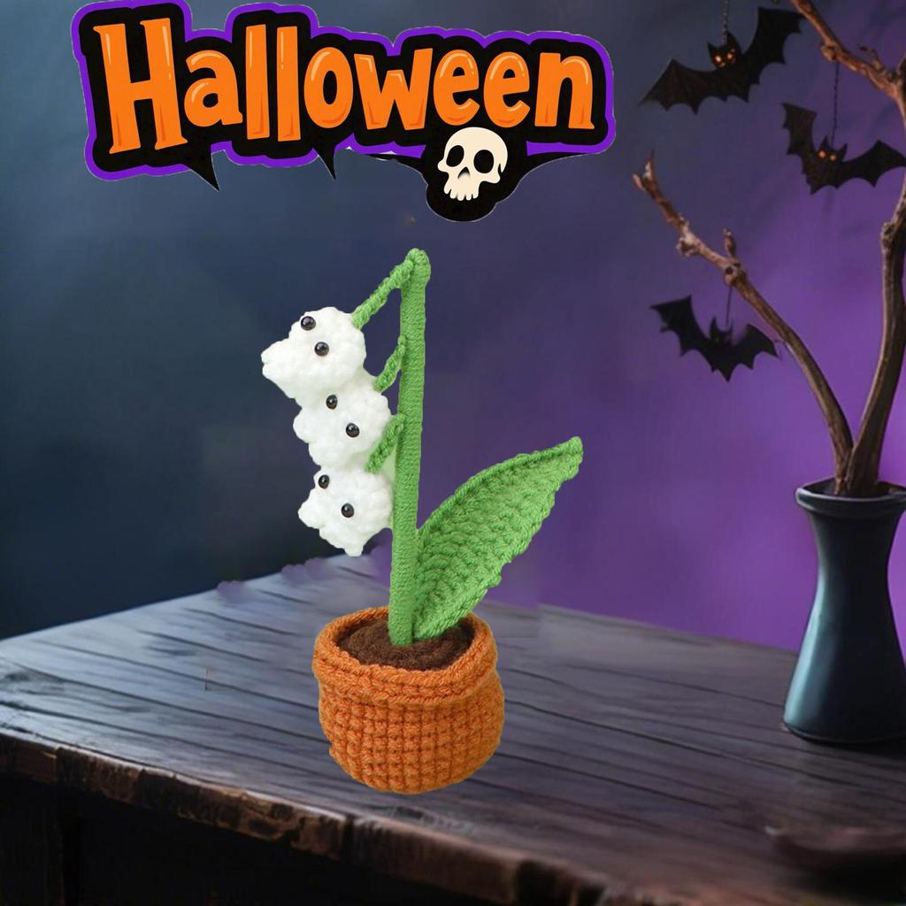 Halloween Handmade Crochet Yarn, Little Potted Plant Decoration Gift, Home Desktop Ornament