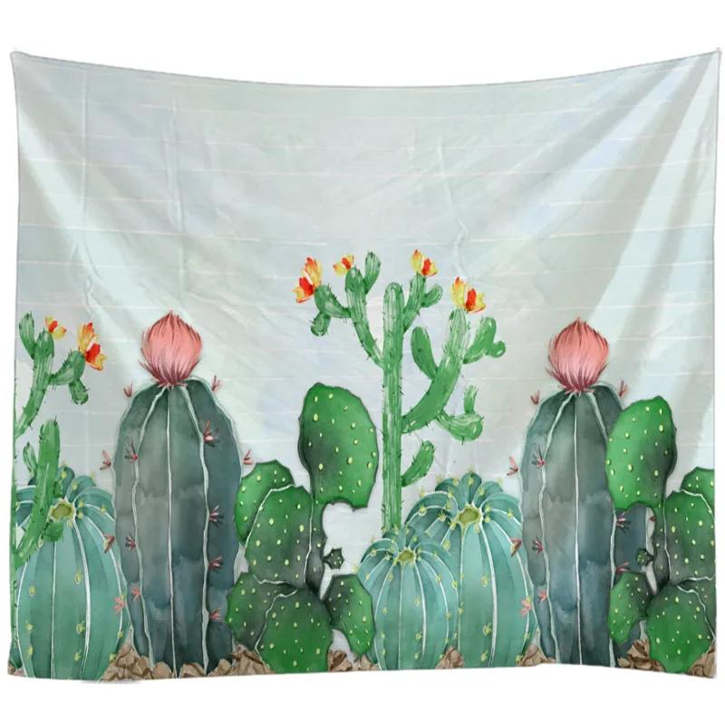 Cactus Decor Tapestry Watercolor Printed Wall Hanging Bedroom Living Room Dorm Tapestry Beach ThrowTable RunnerCloth