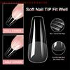 100Pcs Soft Gel False Nail Tips Short Square Coffin Almond Artificial Press On Fake Nails Extension Manicure Tools