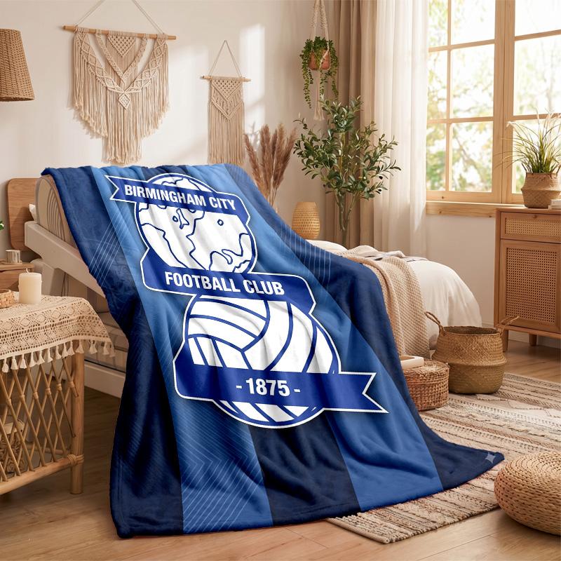 Fleece deka s motivem Birmingham City Útulná měkká plyšová deka do ložnice, na pohovku, na cesty