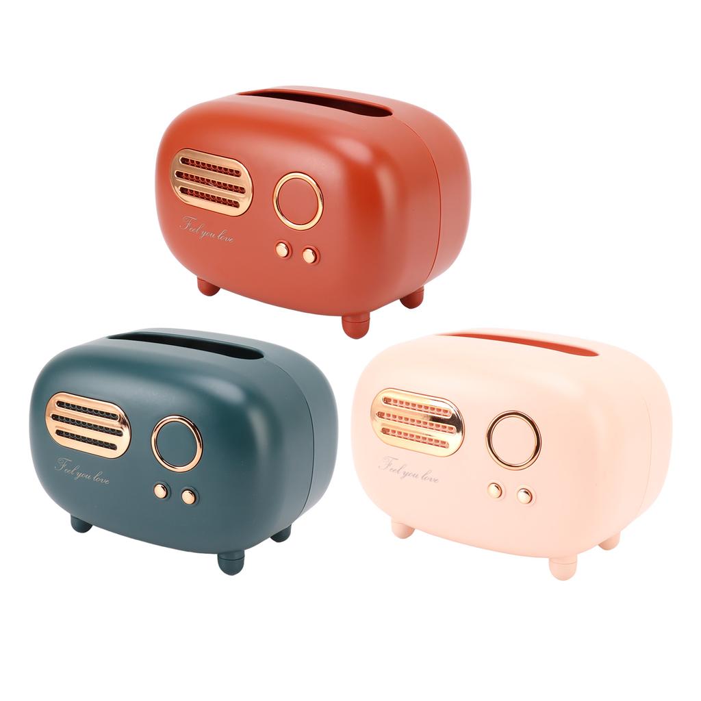 Retro Radio Model Tissue Box Desktop Paper Holder Vintage Dispenser Storage Napkin Case Organizer Wet Wipes Decoration Box