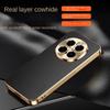 First Layer of Cowhide Lychee Texture Electroplated Frame Case For Honor Magic7 Pro 7 Lite 6 5 Honor X9c X60 Lens Protect Cover