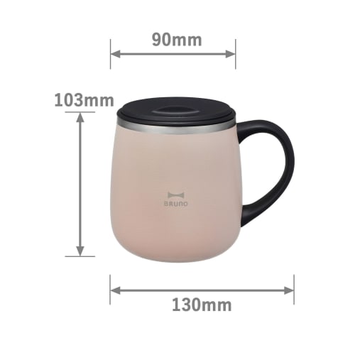 BRUNO BRUNO Stainless Steel Mug with Lid, Insulates Hot and Cold Drinks, Double-Layered Vacuum Wall, Short, 320ml, Pink, Beige, BHK262-PBE