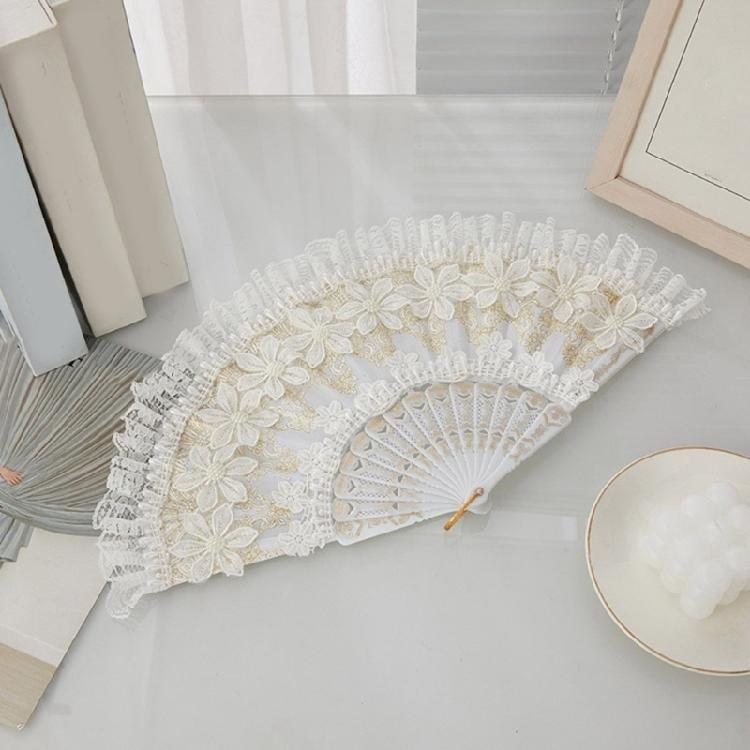 Multifunctional Lace Folding Fan Durable Plastic Frame Costume Party Wedding Decoration Accessory