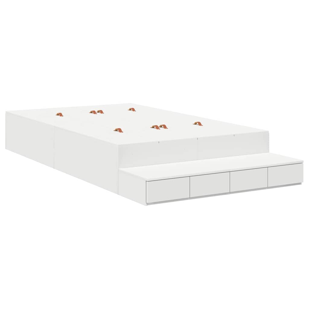 Storage Bed Frame in White 120 cm Wood Based Material