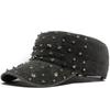 Adjustable Flat Hat Cap Rivet Design Trucker Hat Vintage Baseball Cap  For Women Men