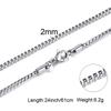 1/2/3mm Box Chain Necklaces for Men Women,Delicate Square Stainless Steel Chains Links Collars,Jewelry Gift 18To24 Inch