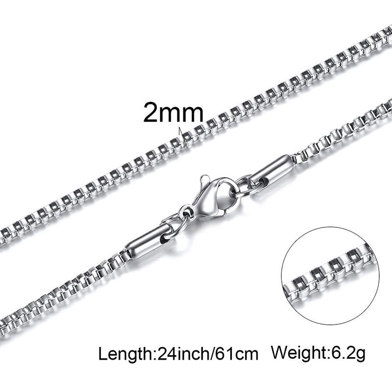 1/2/3mm Box Chain Necklaces for Men Women,Delicate Square Stainless Steel Chains Links Collars,Jewelry Gift 18To24 Inch