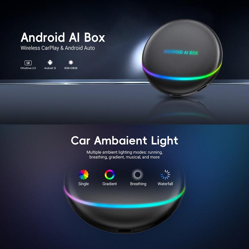 CarPlay TV AI Multimedia Box, 8GB+128GB, Portable Wireless Android Car Adapter with HDMI Output
