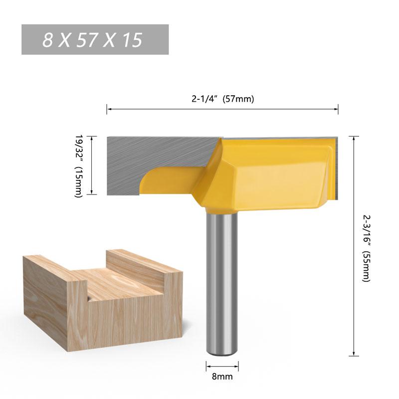 Velké čisticí spodní frézovací bity 2-1/4" řezný průměr pro povrchové hoblování frézovací bit Dřevoobráběcí fréza 8 mm 12 mm 1/2 palce stopka
